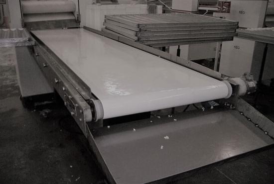 aplicação de correia lisa sanitária em PVC branco